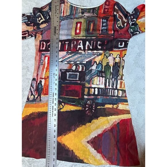 Tesoro Moda Womens Don't Panic Abstract Print Dress Medium 3/4 Sleeve Boho Multi - Picture 5 of 8